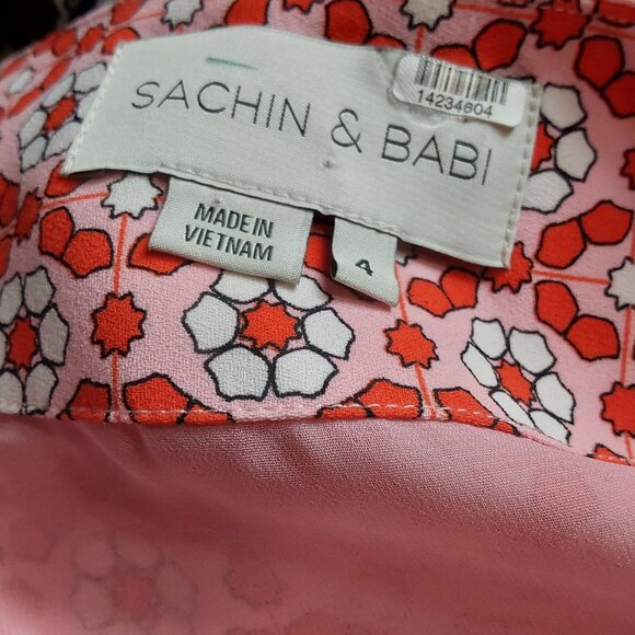 Sachin‎ & Babi Boho Women's Wrap Top Floral Pattern Size 4 Red & Pink Polyester - Picture 5 of 5